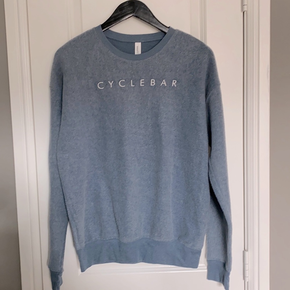 CYCLEBAR UNISEX SUEDED DROP SHOULDER SWEATSHIRT BLUE NWT SMALL